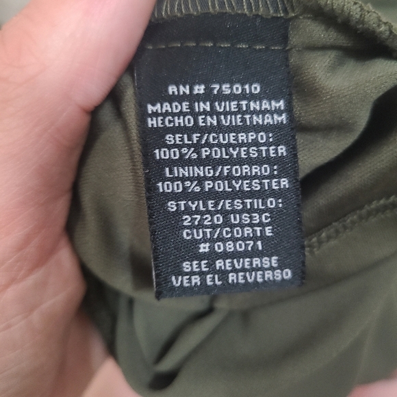 City Studio Olive Green Tie Waist High Neck Halter Keyhole High Low Dress - Picture 4 of 4